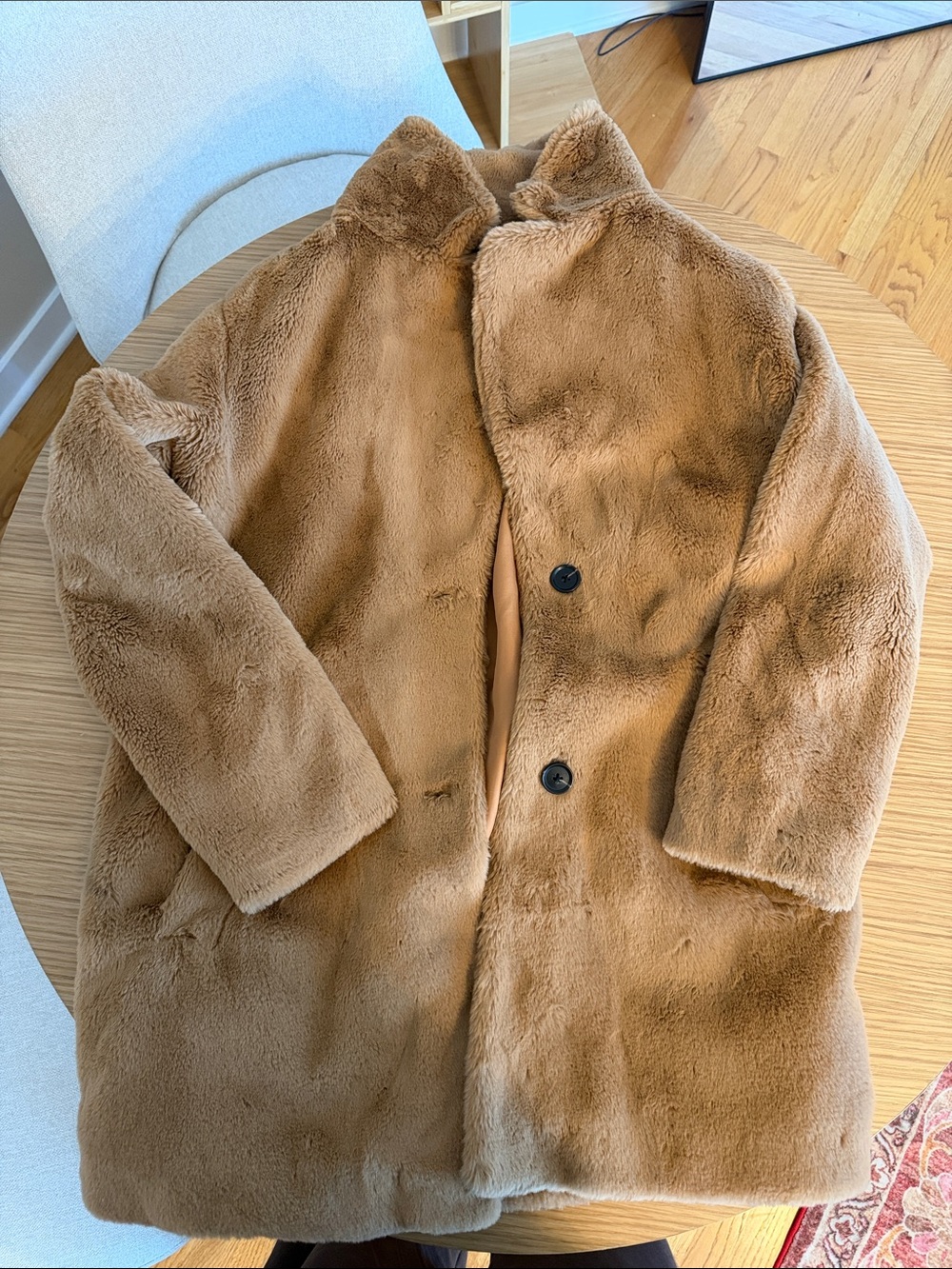 Abercrombie Midi Faux Fur Coat - Camel Brown